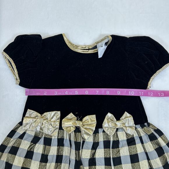 2) Vintage 90's 18m Green & 24m Black/Gold Velvet Holiday Dresses Bnfts Charity - Picture 5 of 11